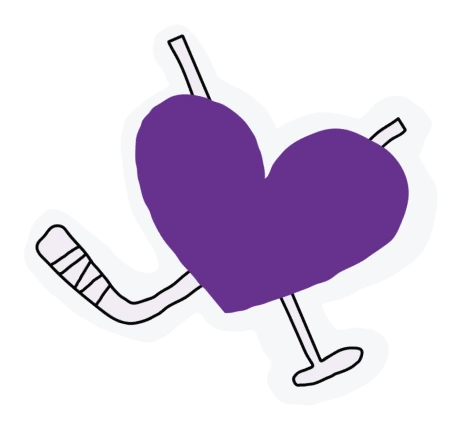 Purple Heart with Hockey Sticks Icon